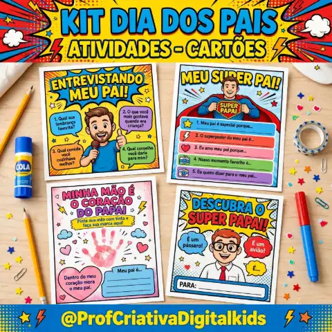 Kit Dia dos Pais: Atividades + Cartões + Certificado — capa do material