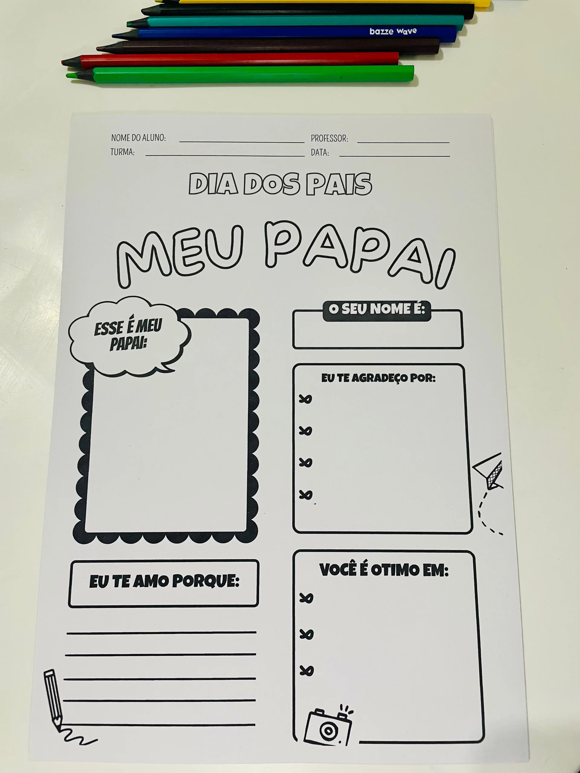 Kit Dia dos Pais: Atividades e Lembrancinhas para Imprimir — amostra 5: 💻 Arquivos digitais em PDF para imprimir. Produto…