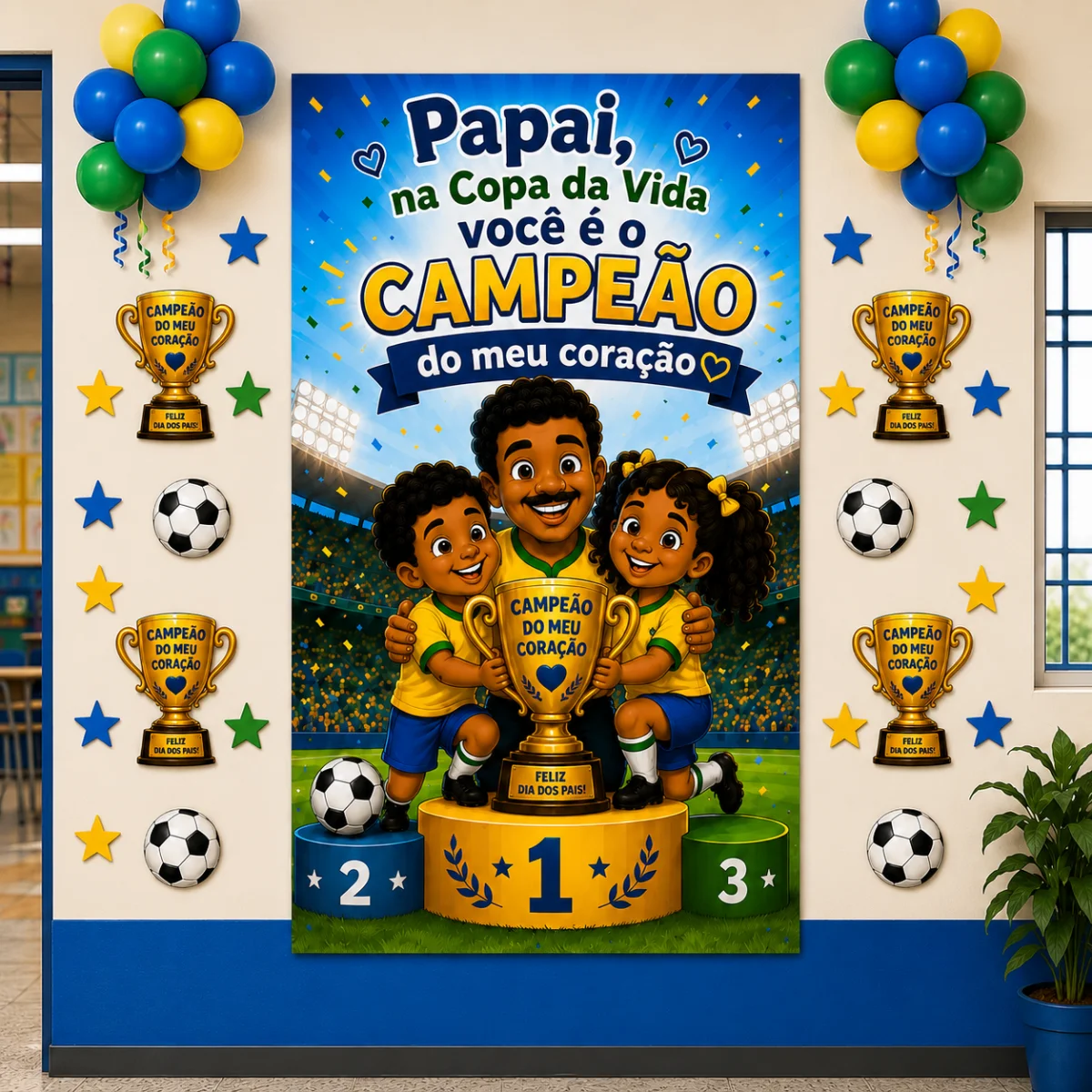 KIT DIA DOS PAIS - CAMPEÃO DO MEU CORAÇÃO 🏆💙 — Datas comemorativas para Educação Infantil: Kit completo que inclui painel…