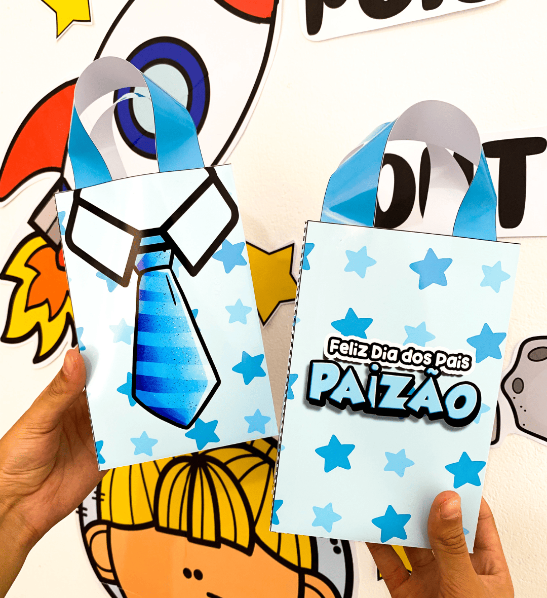 Kit Dia dos Pais Galáxia em PDF para Educação Infantil e Fund I — amostra 1: Kit Dia dos Pais com tema Galáxia para imprimir