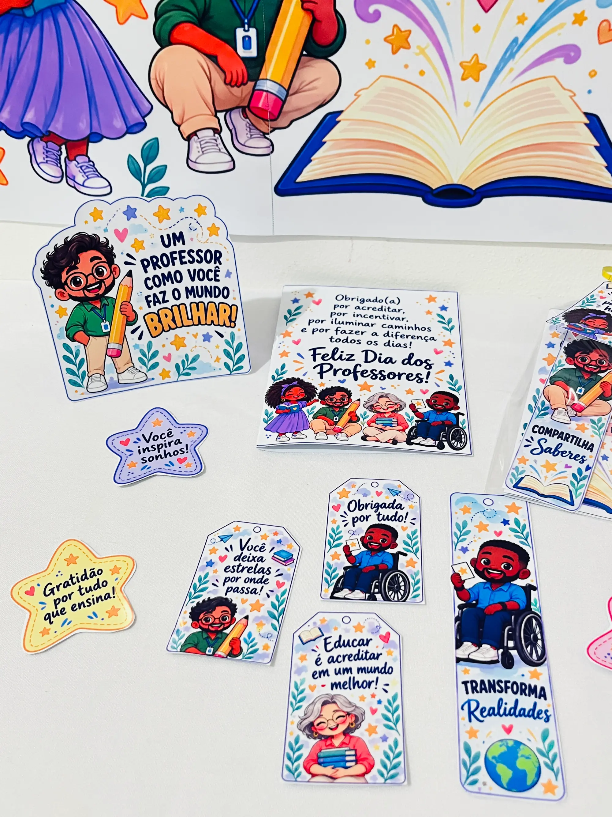 Kit Dia dos Professores – Painel, Cartões e Lembrancinhas — amostra 3: Kit Dia dos Professores para imprimir, com painel,…
