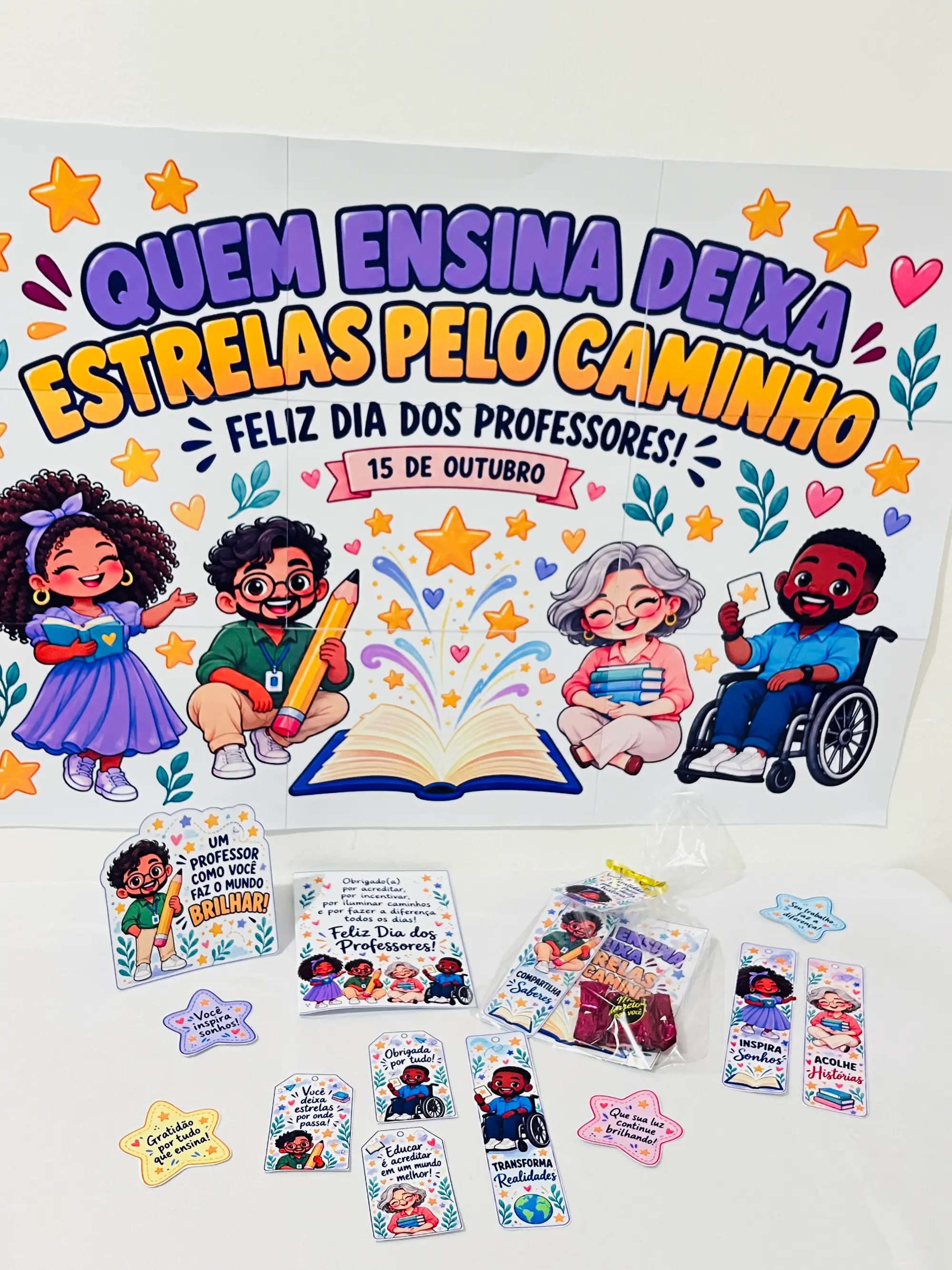 Kit Dia dos Professores – Painel, Cartões e Lembrancinhas — capa do material