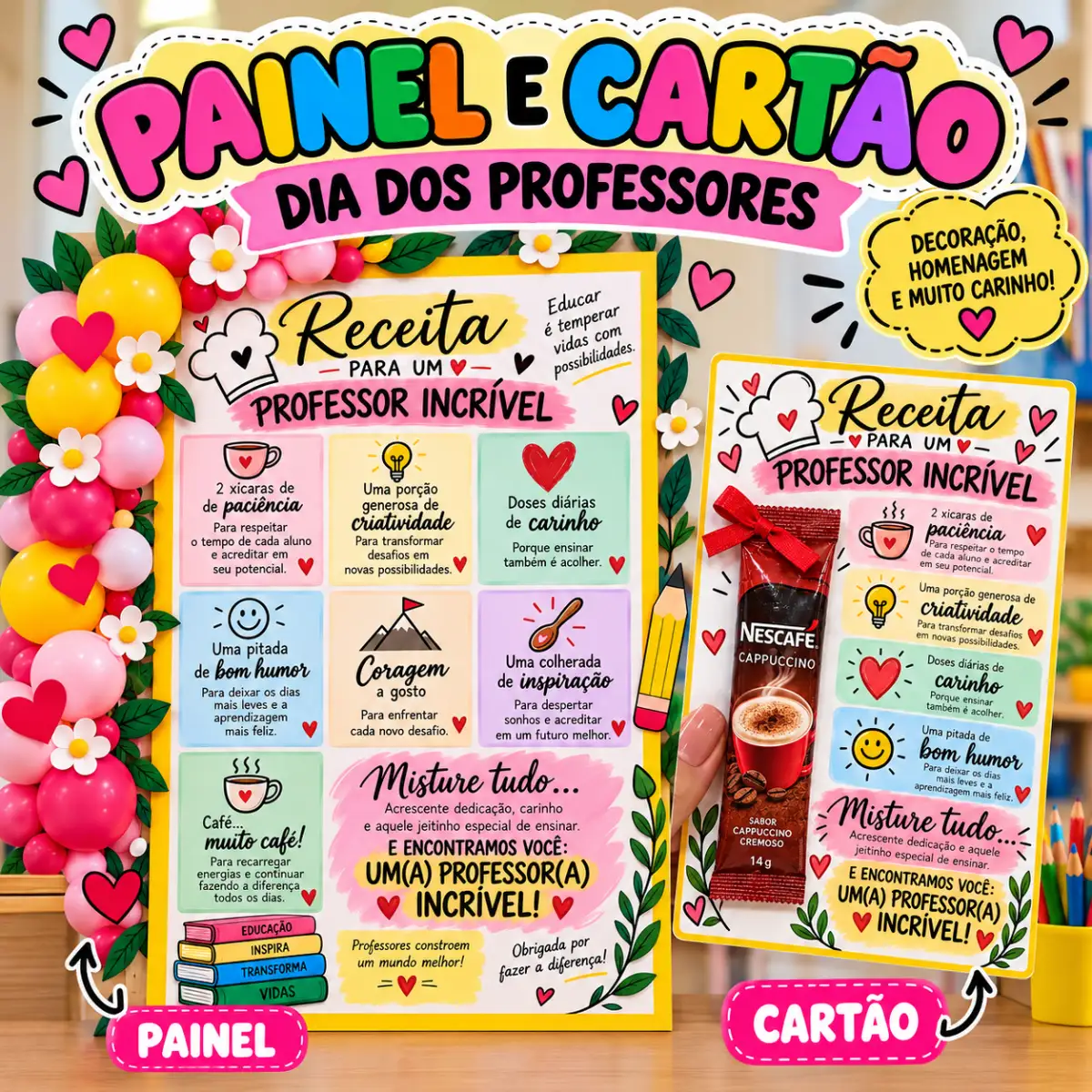 Kit Dia dos Professores – Painel e Cartão para Professores — Atividades para 2º ano: Kit com 7 páginas para o Dia dos…