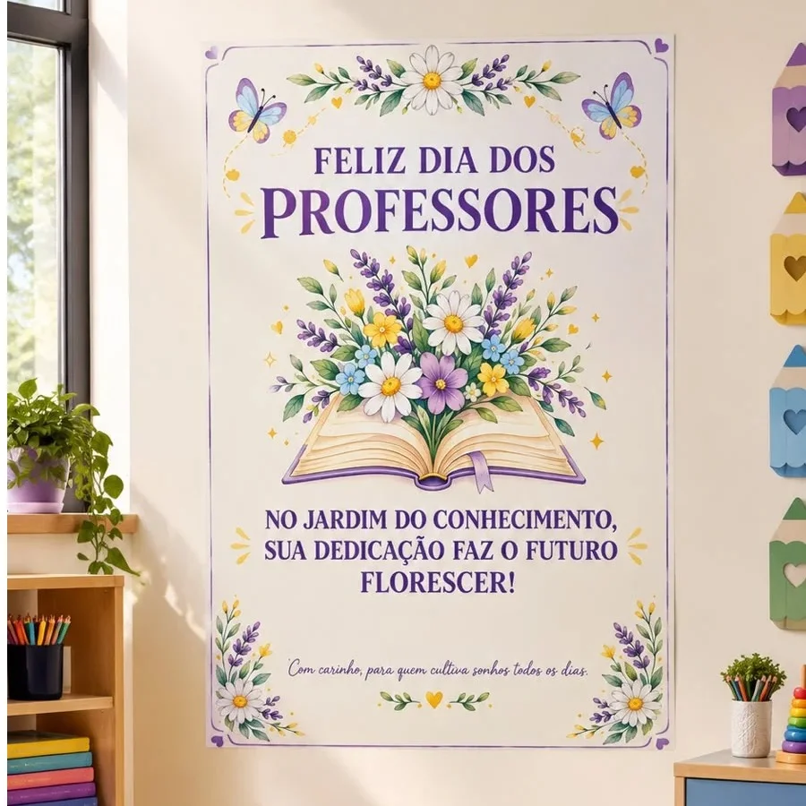 KIT DIA DOS PROFESSRES - PAINEL + CARTÃO — Datas comemorativas para Educação Infantil: Kit Dia dos Professores "Jardim do…