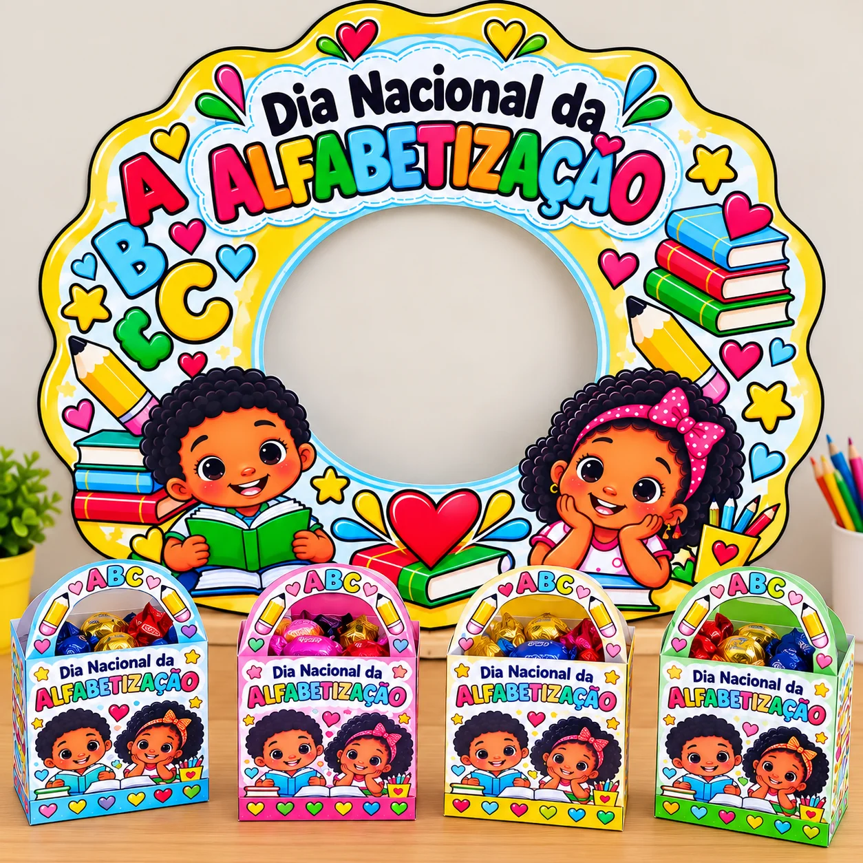 Kit Dia Nacional da Alfabetização – Painel e Brindes — Alfabetização para Educação Infantil: Kit Dia Nacional da…