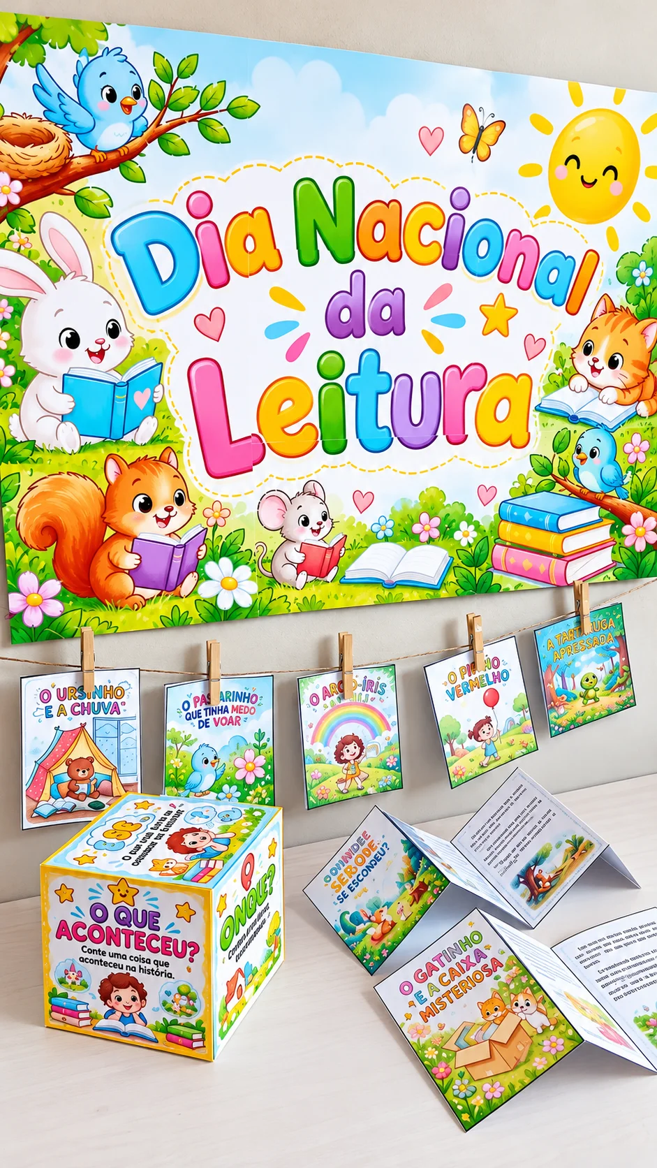 Kit Dia Nacional da Leitura Painel e Atividades PDF — amostra 2: Kit Pedagógico Dia Nacional da Leitura com painel…