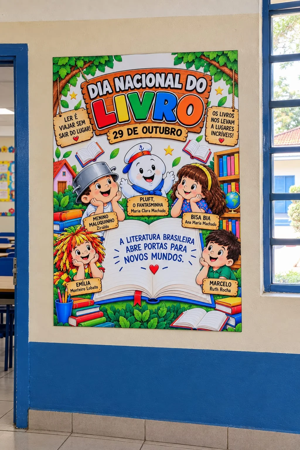 Kit Dia Nacional do Livro para Imprimir-Ensino Infantil — amostra 6: Kit Dia Nacional do Livro com painéis, coroas de Rei e…