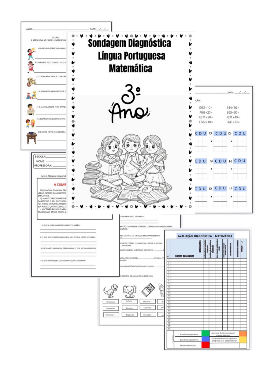 Kit Diagnóstico Inicial - Língua Portuguesa e matemática 3º ano — Alfabetização para 3º ano: Este kit de Avaliação…