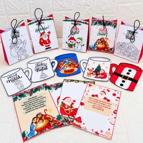 Kit Digital Natal 5 Sacolinhas, 5 Canecas e 4 Cartões — amostra 5: Uma caixinha especial com mensagens de carinho, cuidado… Kit Digital Natal 5 Sacolinhas, 5 Canecas e 4 Cartões — amostra 5: Uma caixinha especial com mensagens de carinho, cuidado…