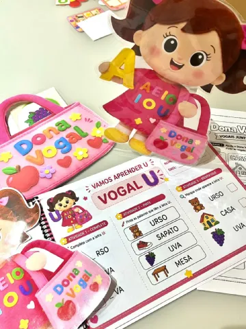 Kit Dona Vogal – Atividades de Alfabetização para Educação Infantil — amostra 4: 👩‍🏫 Ideal para