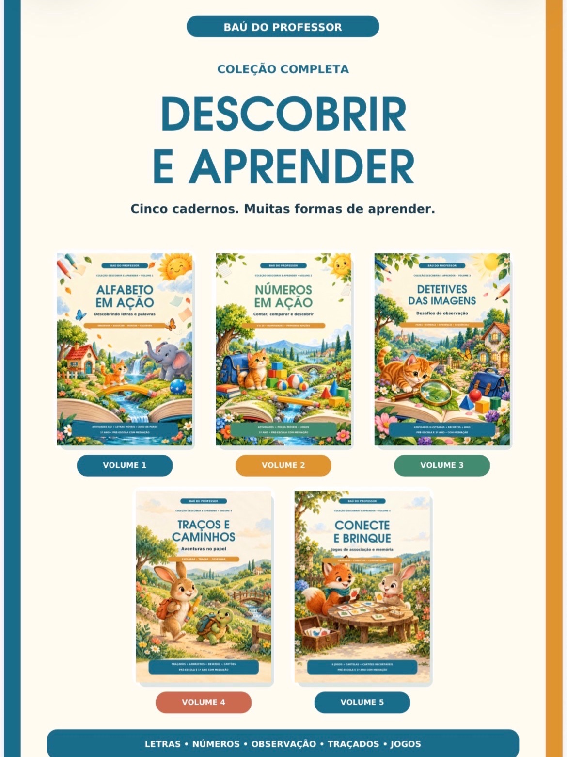 Kit Educação Infantil e 1º Ano: 5 Cadernos de Atividades e Jogos — capa do material