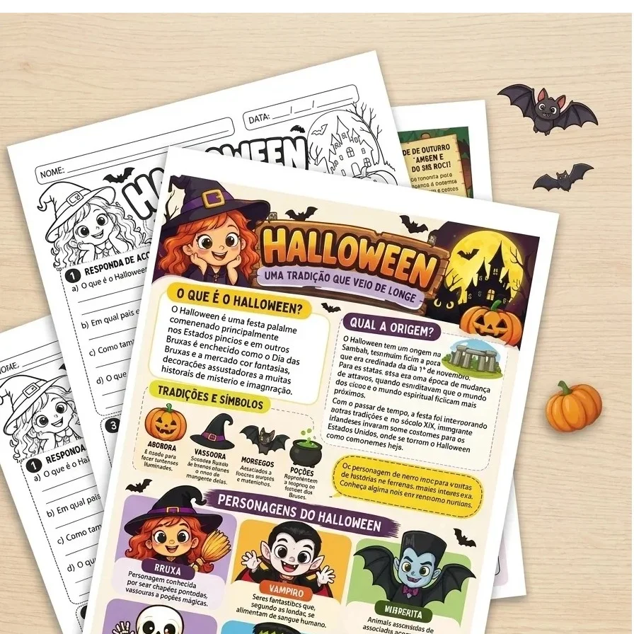 🎃 KIT EDUCATIVO: HALLOWEEN E DIA DO SACI — APRENDER BRINCANDO! — Alfabetização para Educação Infantil: 🎃 Kit Educativo…