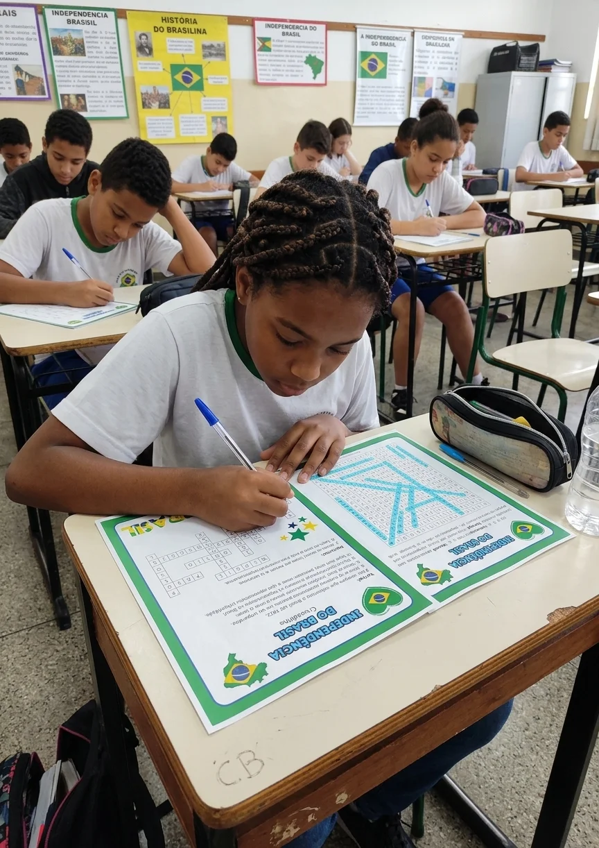 Kit Educativo Independência do Brasil – Caça-palavras + Cruzadinha — amostra 2: Deixe suas aulas sobre a Independência do…