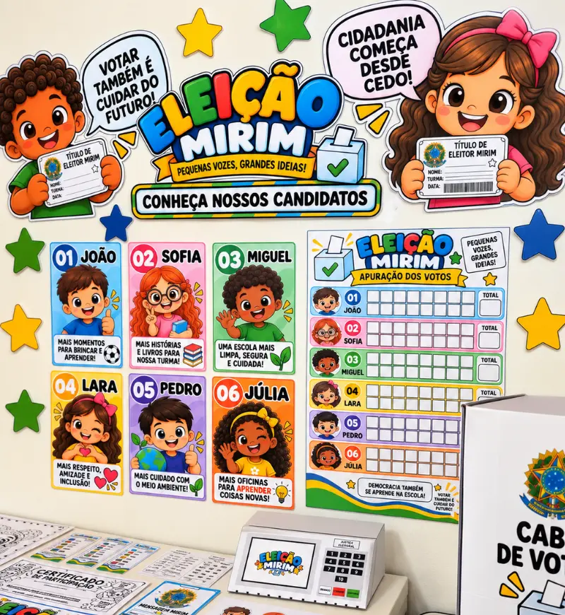 Kit Eleição Mirim | PDF Educação Infantil e 1° ao 5° Ano — Atividades para Todas as séries: A proposta é fazer a criança…