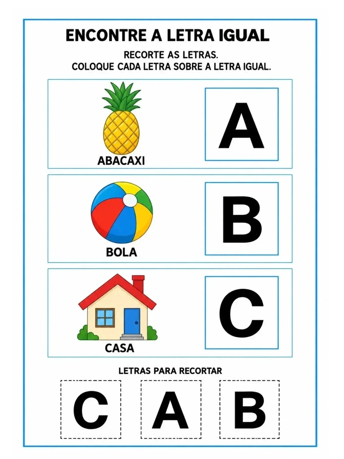 Kit Encontre a Letra Igual – Atividades de Pareamento Ed: Especial — amostra 3: Formato