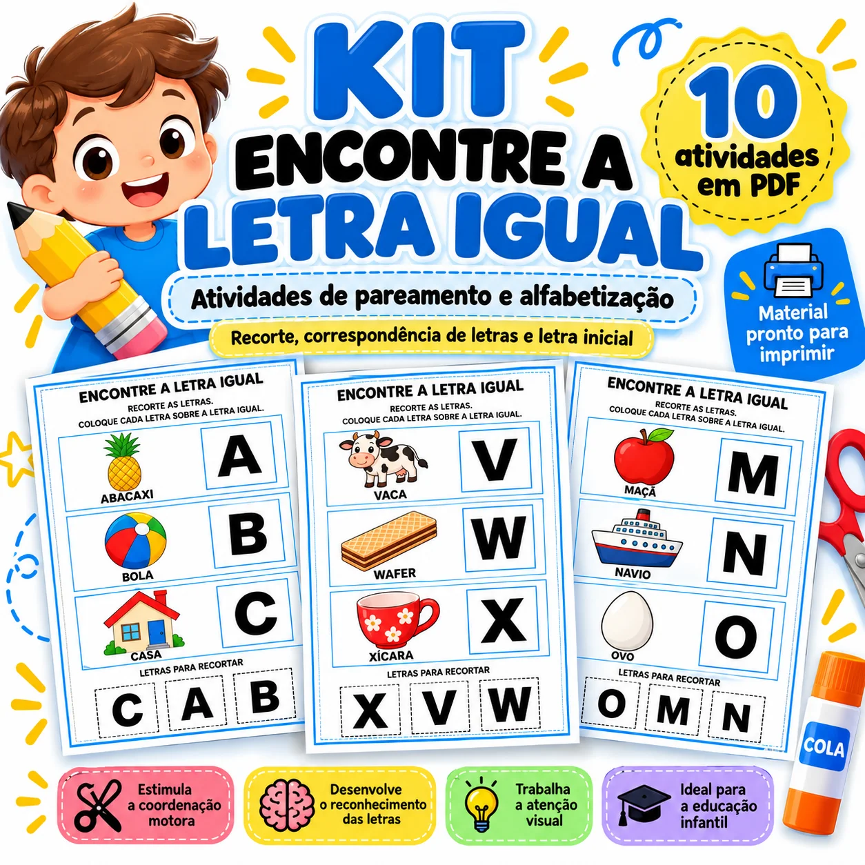 Kit Encontre a Letra Igual – Atividades de Pareamento Ed: Especial — capa do material
