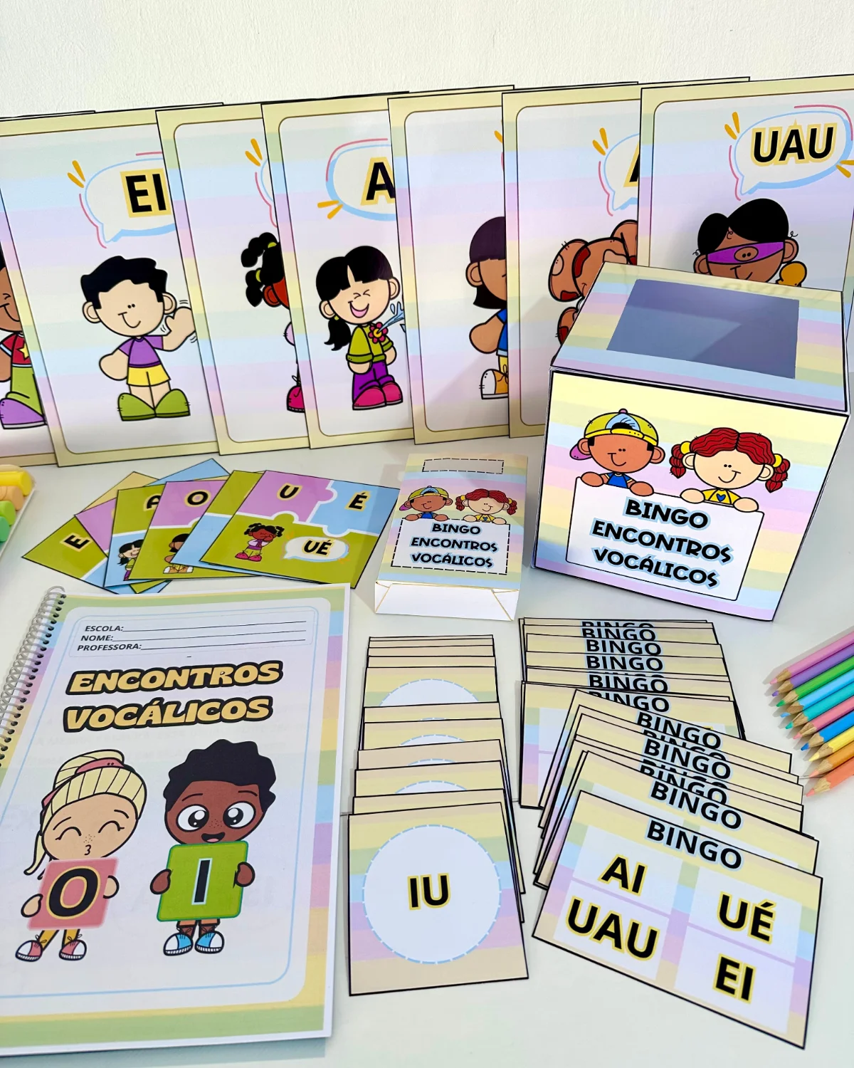 Kit Encontros Vocálicos Atividades de Alfabetização +Bingo Pedagógico — amostra 1: Kit Encontros Vocálicos para trabalhar o…