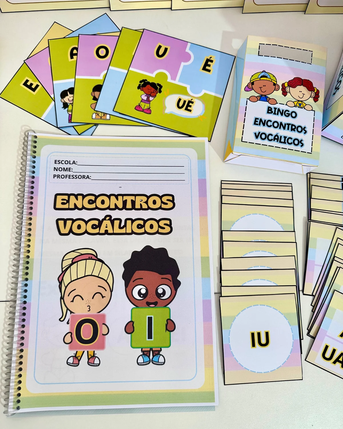 Kit Encontros Vocálicos Atividades de Alfabetização +Bingo Pedagógico — amostra 2: Kit Encontros Vocálicos para trabalhar o…