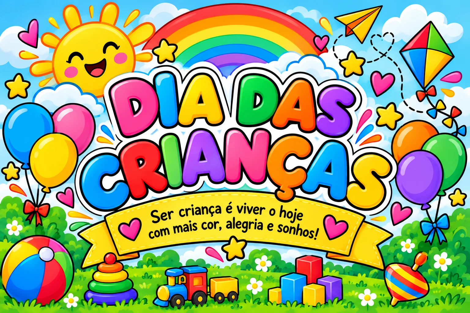 Kit Especial Dia das Crianças | Painel + Plaquinhas + Atividade — amostra 1: O kit inclui painel decorativo, 6 plaquinhas…