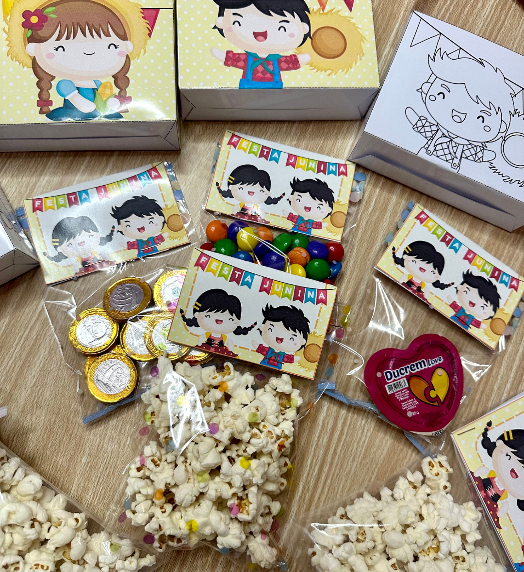 Kit Festa Junina: 60 Páginas com Decoração, Jogos e Atividades — amostra 2: O que vem no material