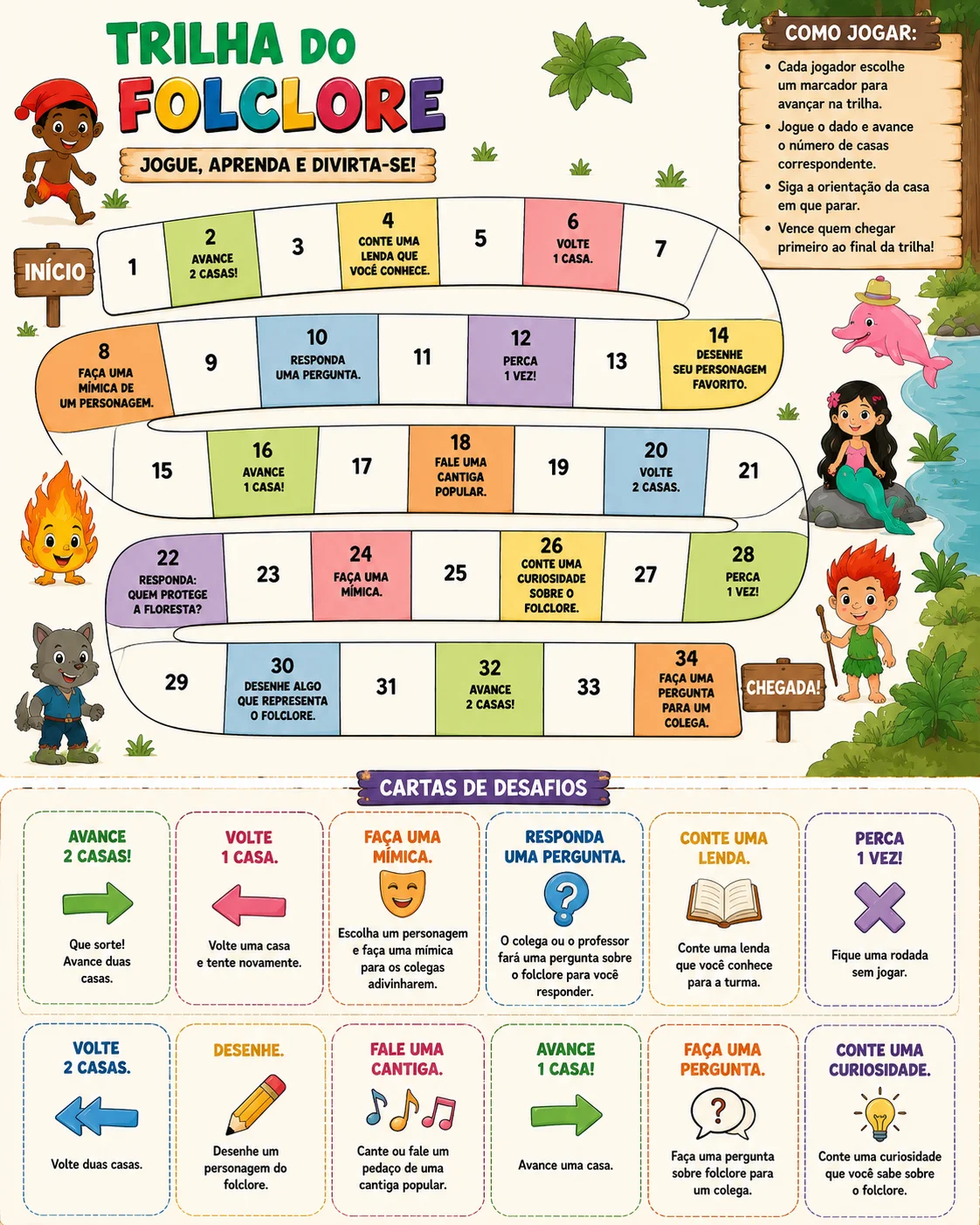 Kit Folclore 2º e 3º Ano | Atividades Lúdicas para Imprimir — amostra 5: Kit de atividades de Folclore, com jogos…