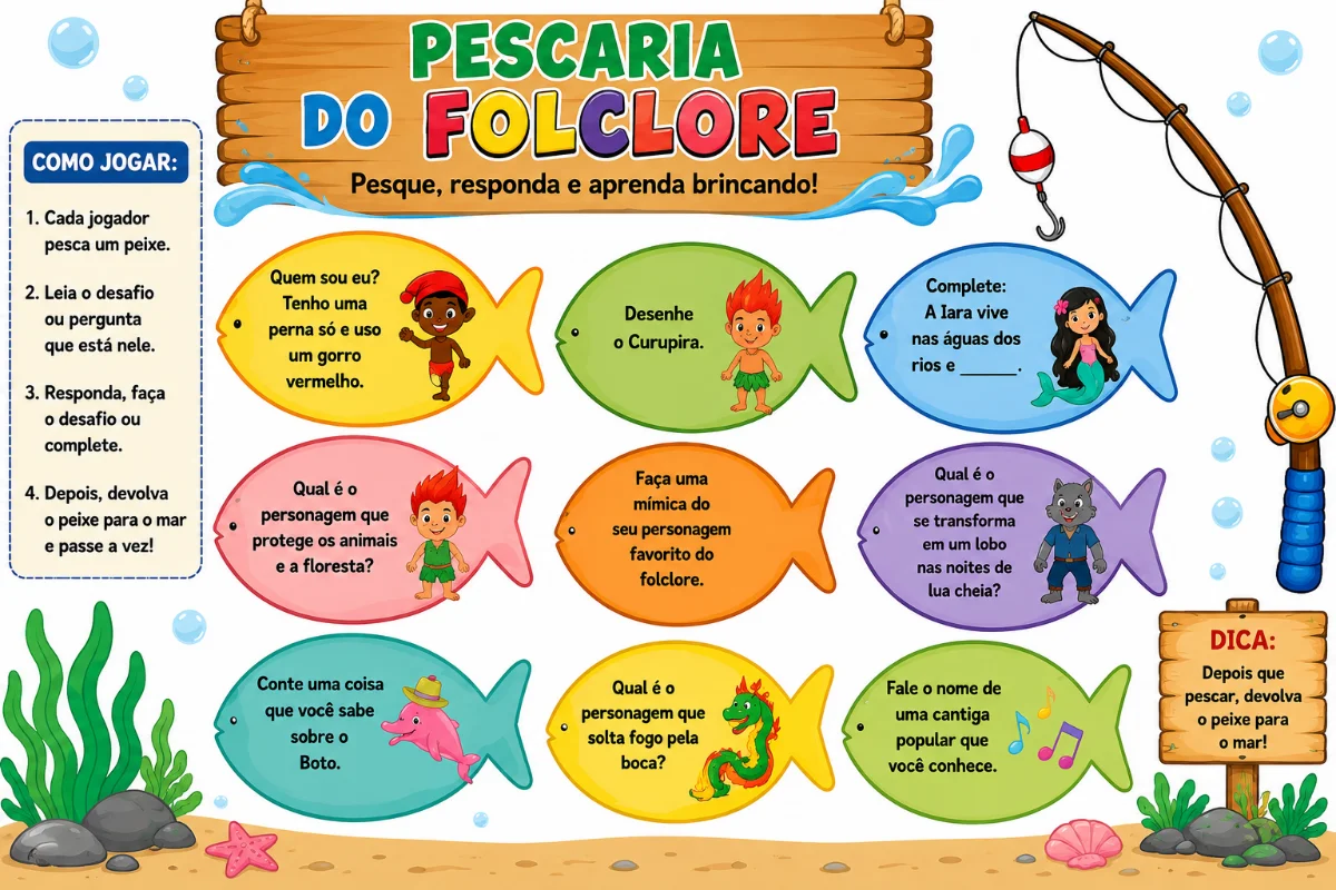 Kit Folclore 2º e 3º Ano | Atividades Lúdicas para Imprimir — amostra 6: Kit de atividades de Folclore, com jogos…