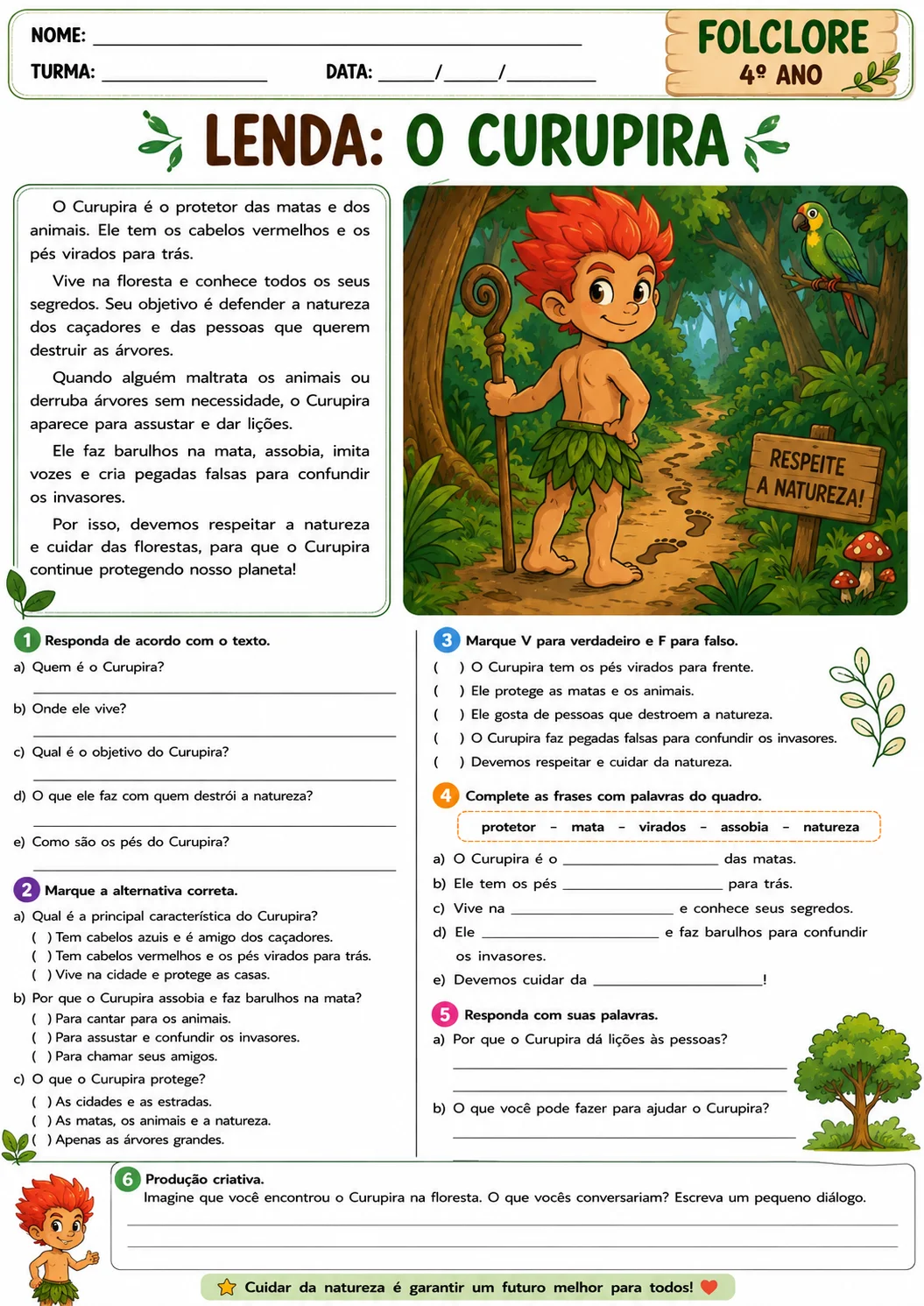 Kit Folclore Brasileiro – Atividades para o 4º Ano — amostra 3: Folclore Brasileiro para o 4º ano, com lendas,…