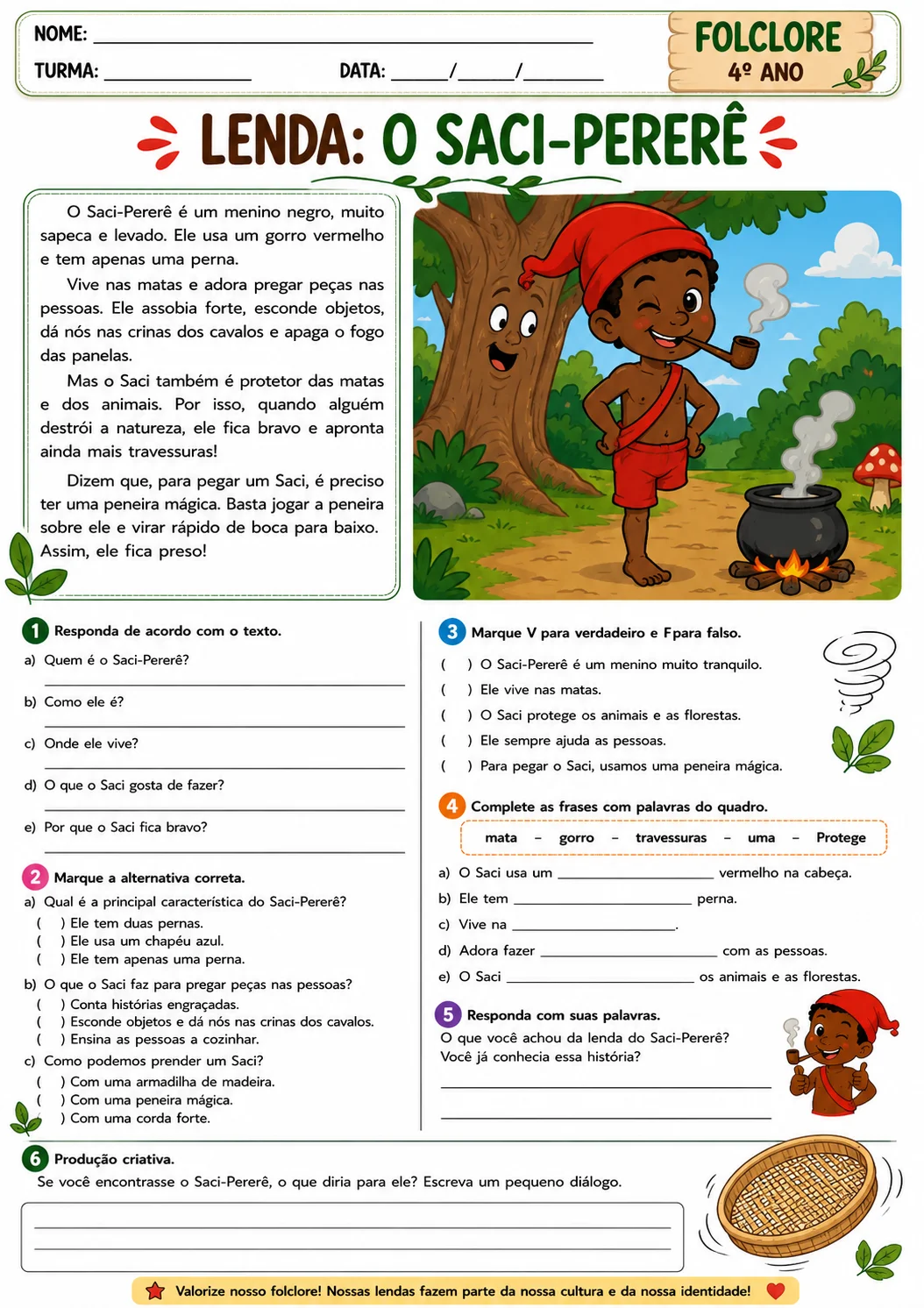 Kit Folclore Brasileiro – Atividades para o 4º Ano — amostra 4: Folclore Brasileiro para o 4º ano, com lendas,…