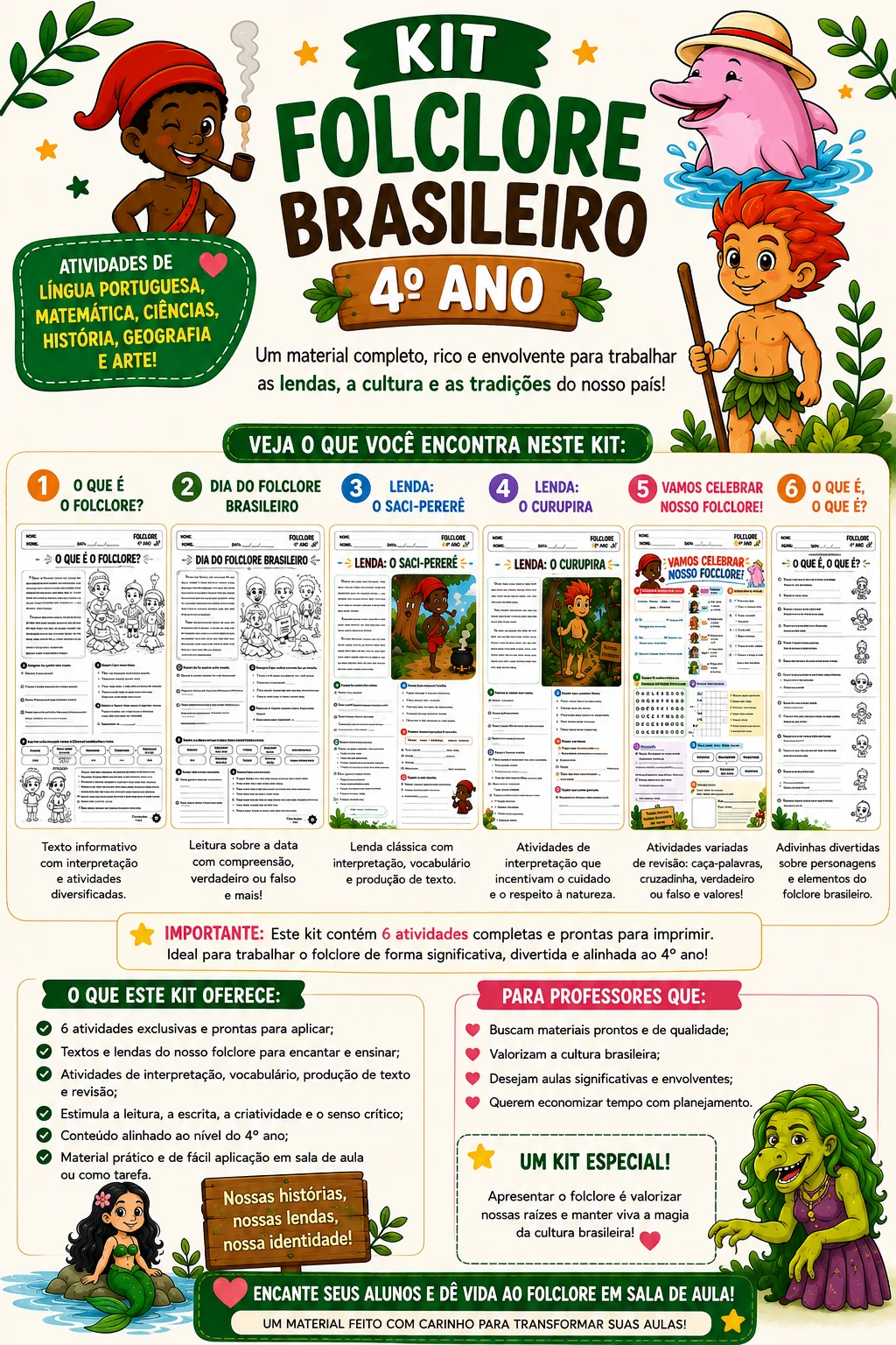 Kit Folclore Brasileiro – Atividades para o 4º Ano — Alfabetização para 4º ano: Folclore Brasileiro para o 4º ano, com…