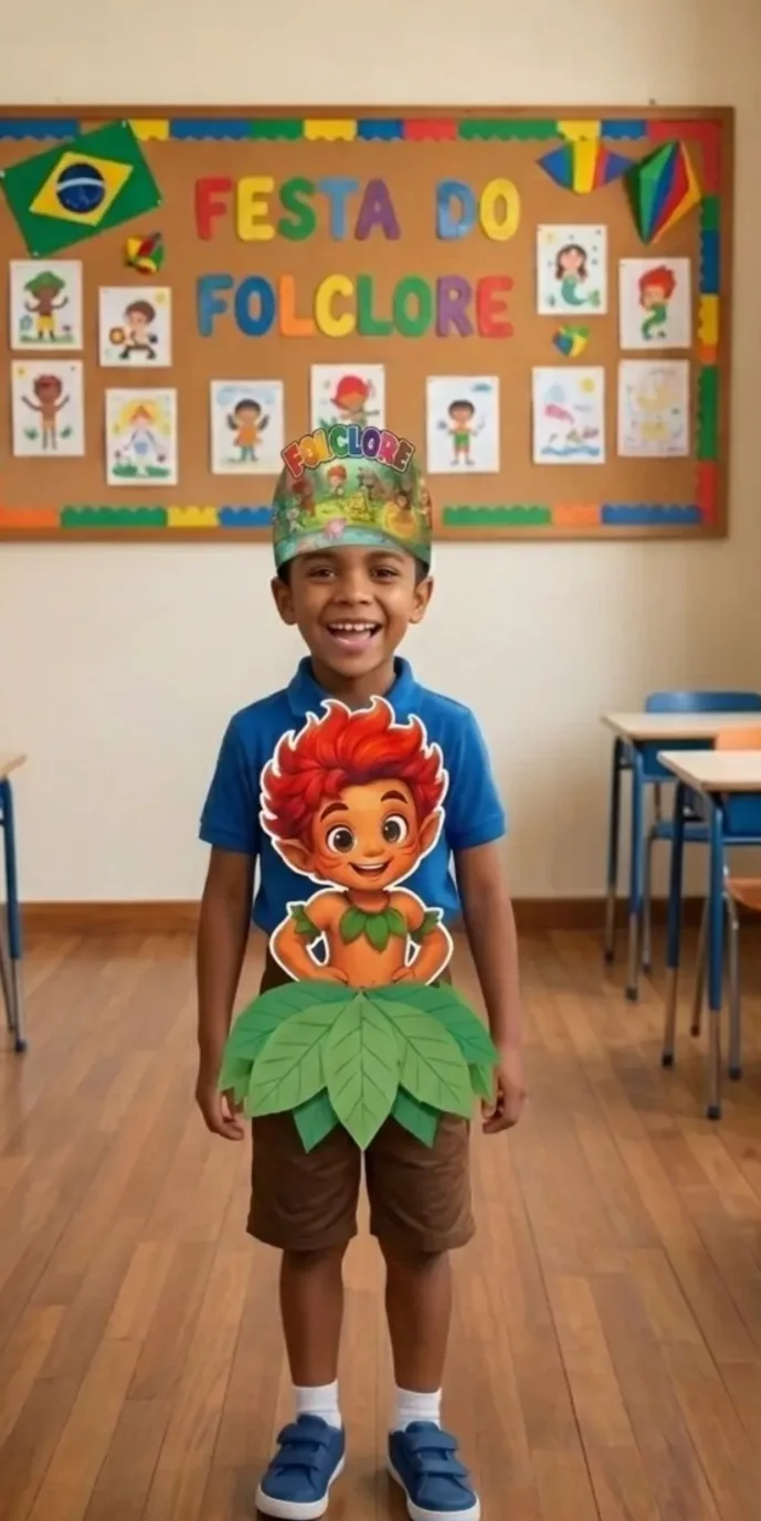 Kit Folclore Brasileiro: Personagens e Viseira — amostra 2: Kit folclore brasileiro com cabeças de 4 personagens em 3…