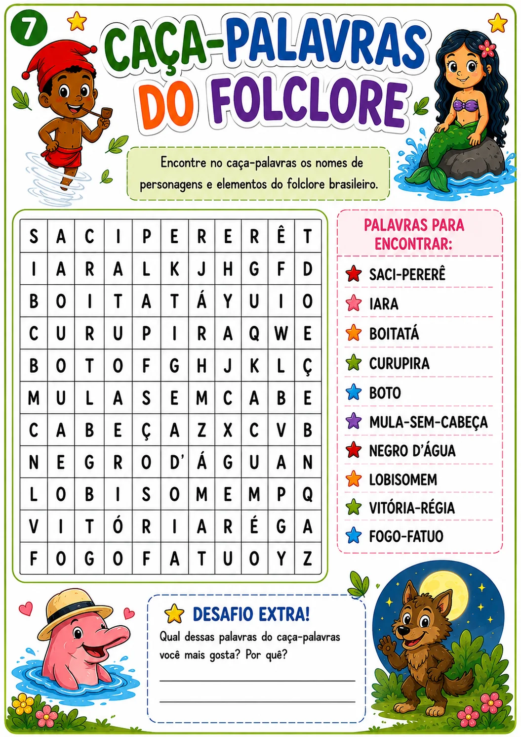 Kit Folclore – Desafios e Brincadeiras | 2º e 3º Ano — amostra 1: 10 atividades o Folclore Brasileiro, com adivinhas,…