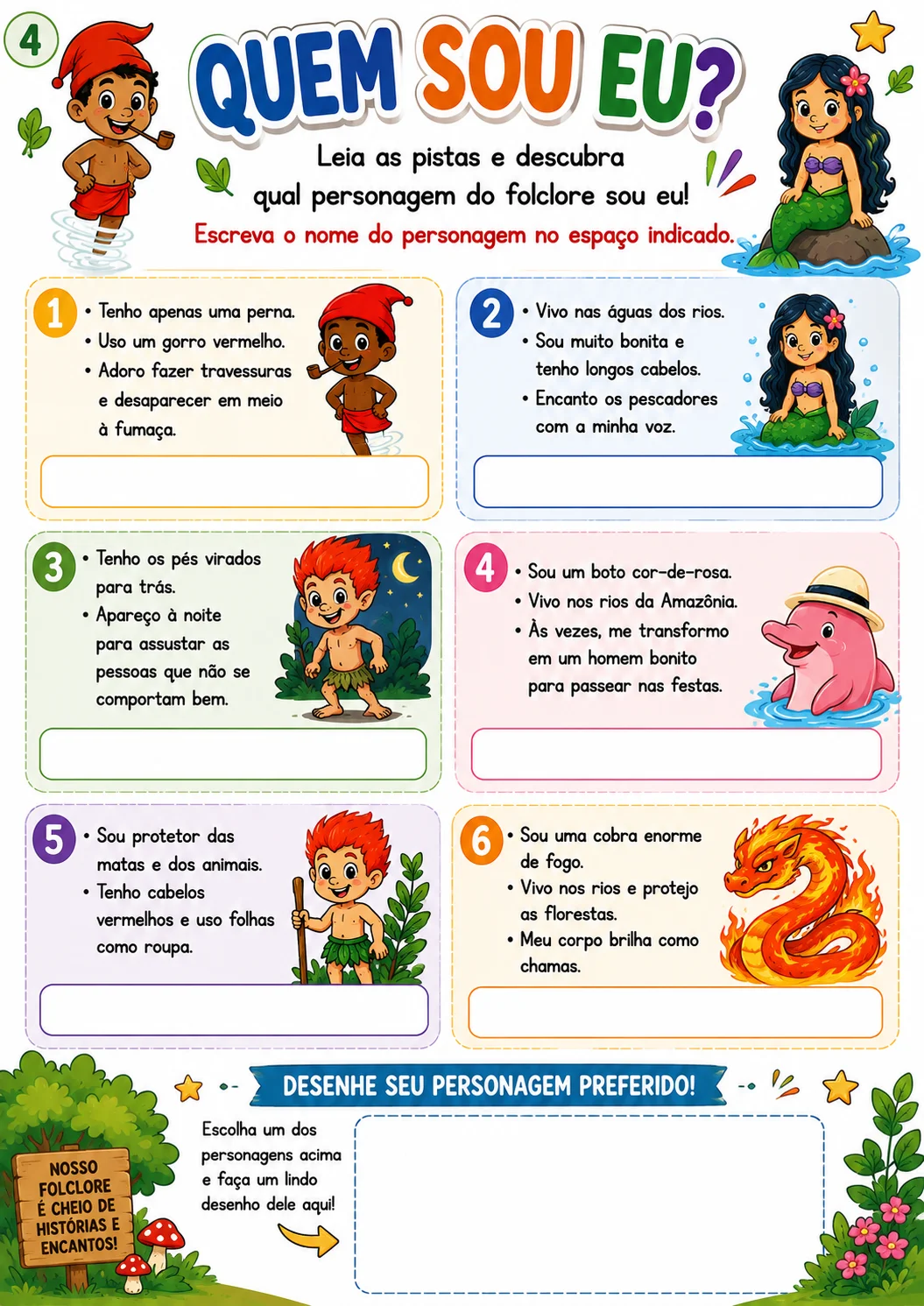 Kit Folclore – Desafios e Brincadeiras | 2º e 3º Ano — amostra 4: 10 atividades o Folclore Brasileiro, com adivinhas,…