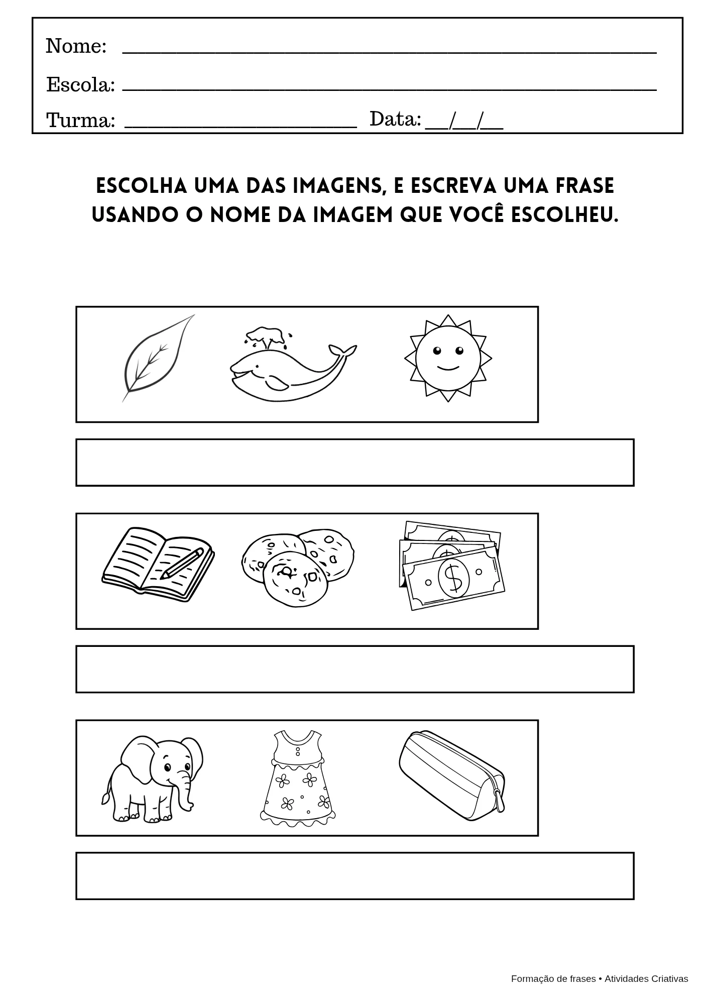 Kit Formação de Frases – PDF para Imprimir — amostra 1: Este material foi elaborado para auxiliar as crianças no processo…