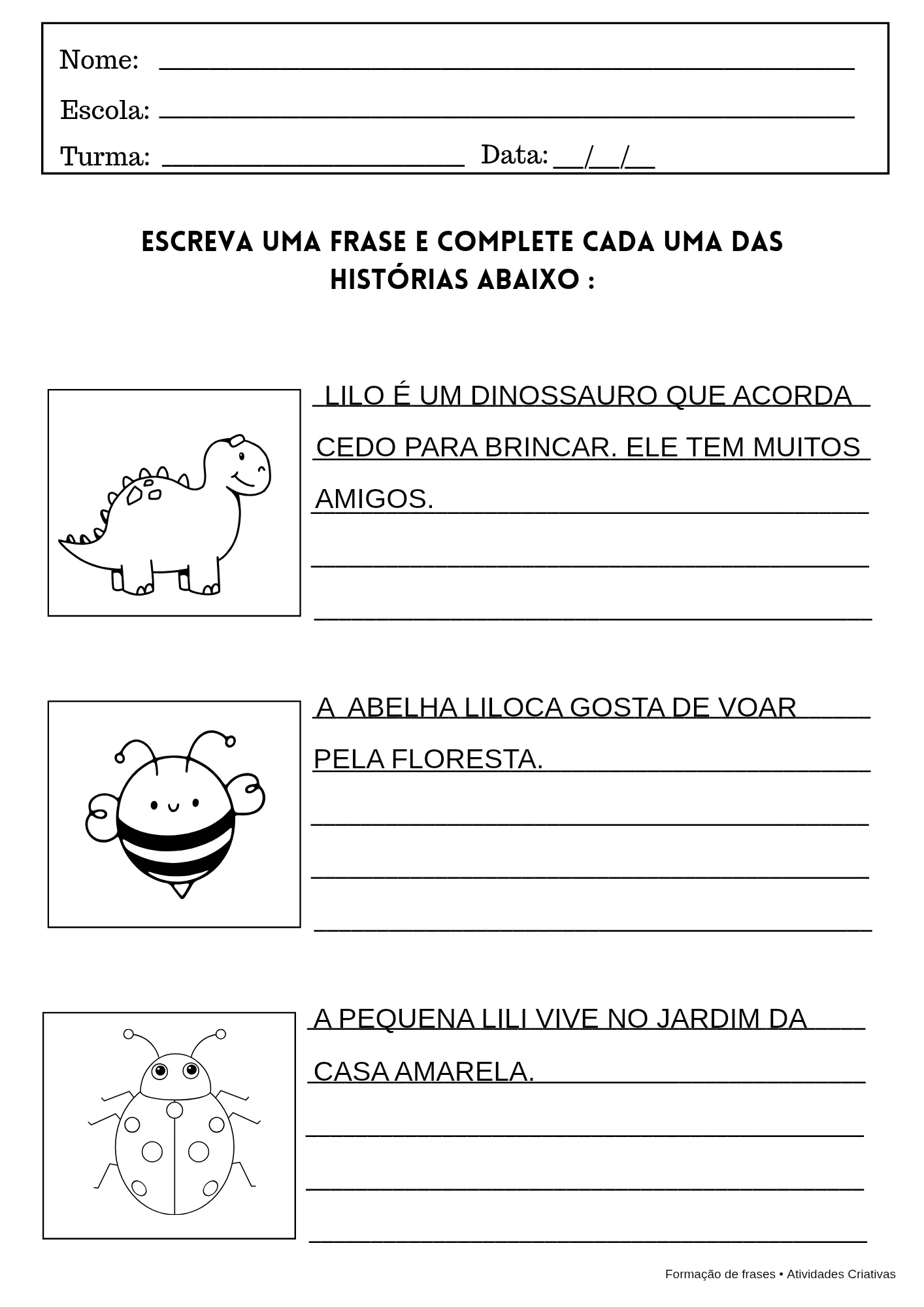 Kit Formação de Frases – PDF para Imprimir — amostra 3: Desenvolva a leitura, a escrita e a produção textual de forma…