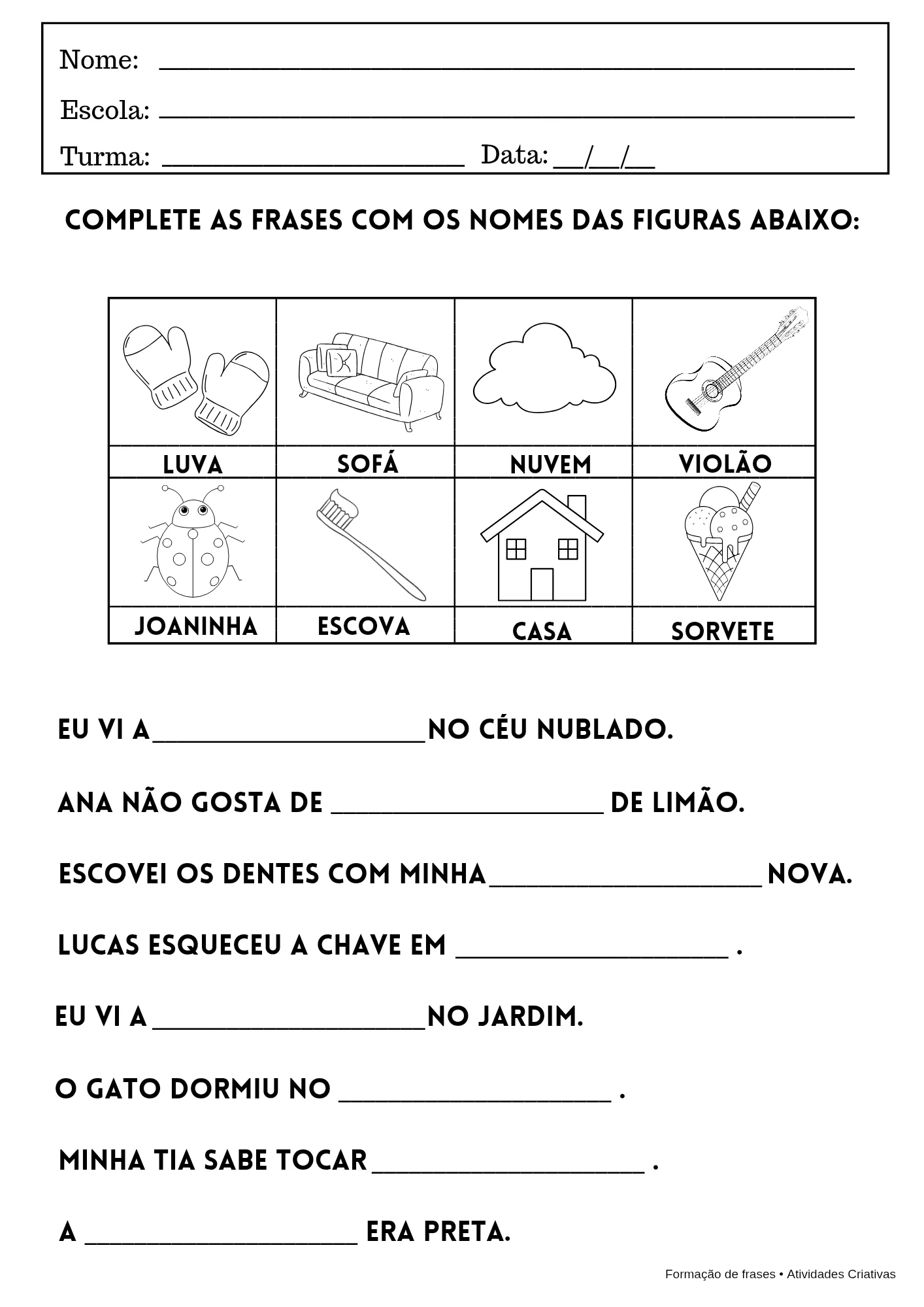 Kit Formação de Frases – PDF para Imprimir — amostra 5: Desenvolva a leitura, a escrita e a produção textual de forma…
