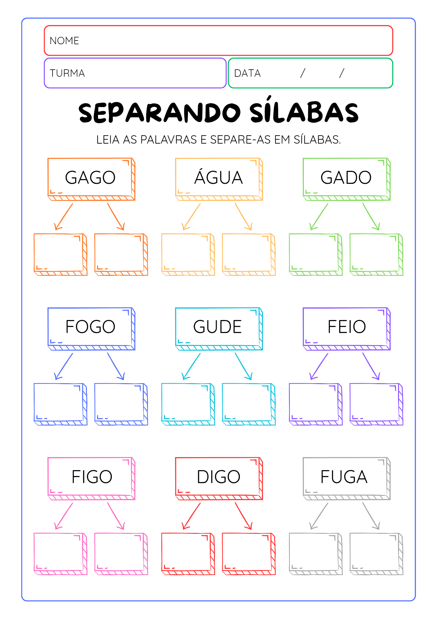Kit formação e separação de sílabas – PDF para Imprimir | Educação Infantil e Anos Iniciais — amostra 1: Sobre o KIT…