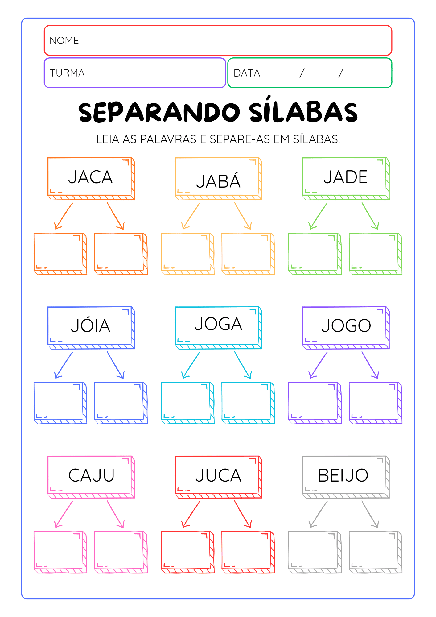 Kit formação e separação de sílabas – PDF para Imprimir | Educação Infantil e Anos Iniciais — amostra 2: Para quem é indicado