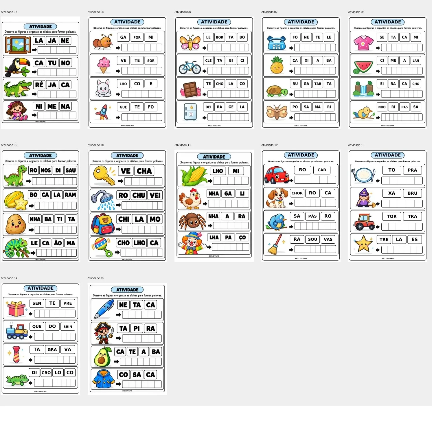 Kit Formando Palavras com Sílabas – Alfabetização 1º e 2º Ano — amostra 1: Kit Formando Palavras com Sílabas –…