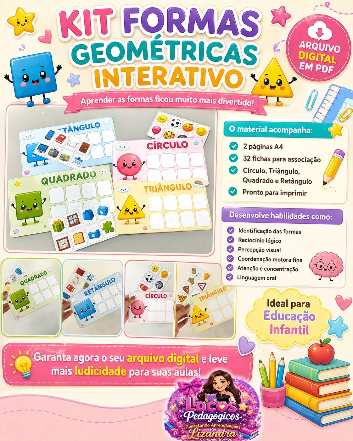Kit Formas Geométricas — Aprender, Associar E Encaixar! — capa do material