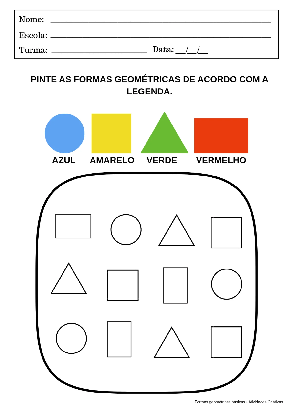 Kit Formas Geométricas Básicas | Atividades em PDF — amostra 3: Desenvolva o reconhecimento das formas geométricas de…