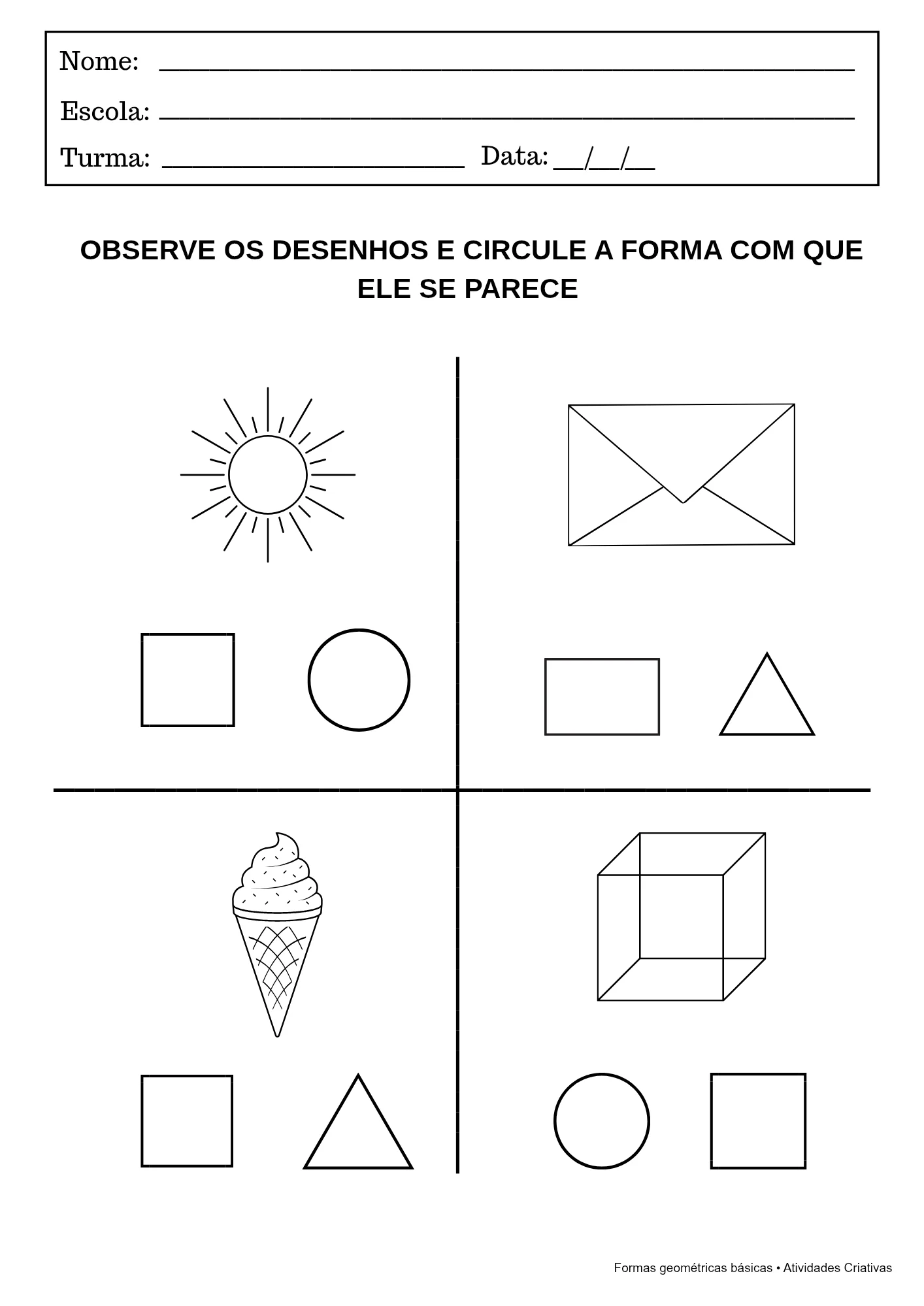 Kit Formas Geométricas Básicas | Atividades em PDF — amostra 7: Desenvolva o reconhecimento das formas geométricas de…