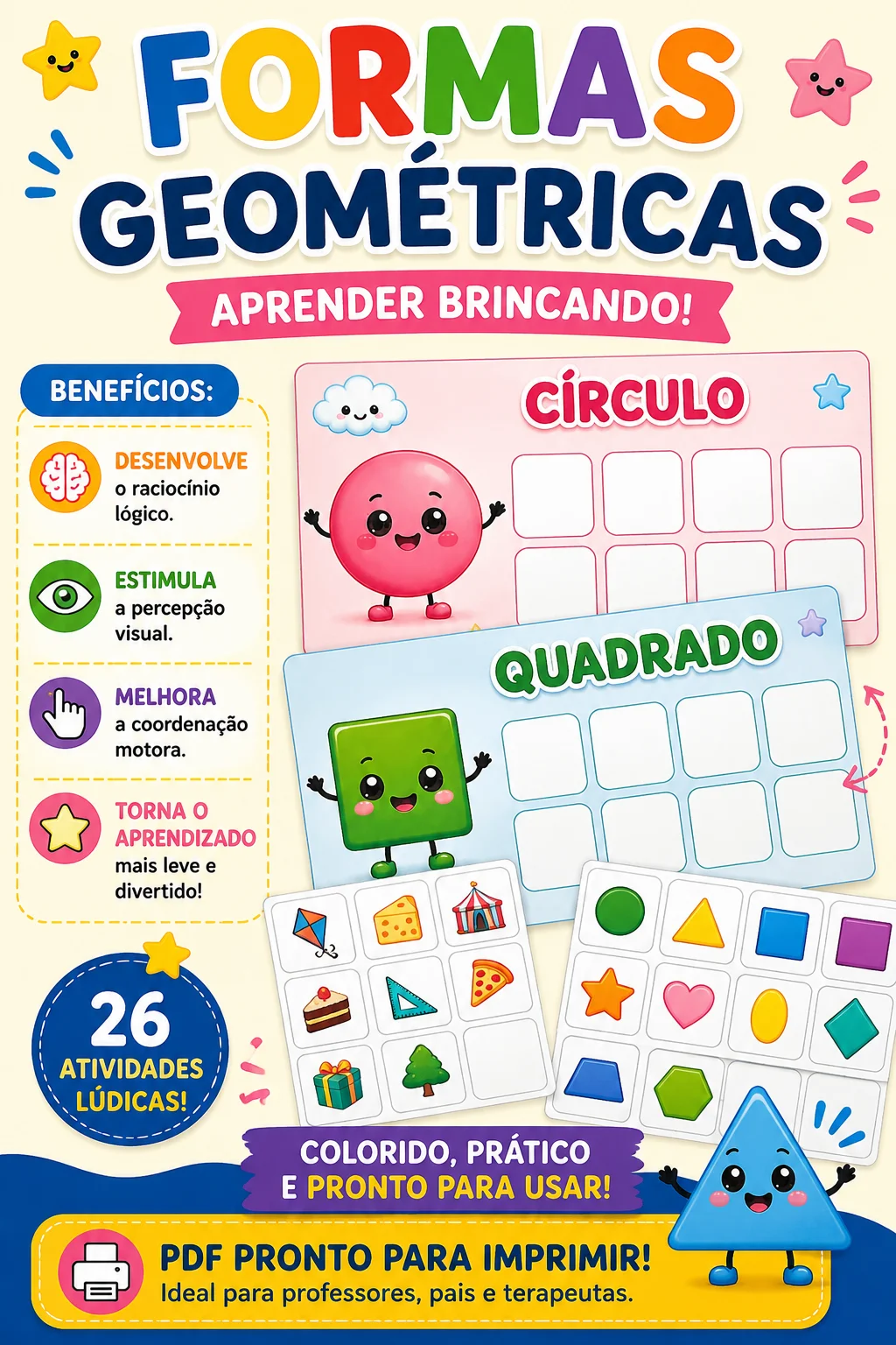 KIT FORMAS GEOMÉTRICAS INTERATIVO - ENSINO FUNDAMENTAL — Alfabetização para Educação Infantil: 🔵KIT FORMAS GEOMÉTRICAS…