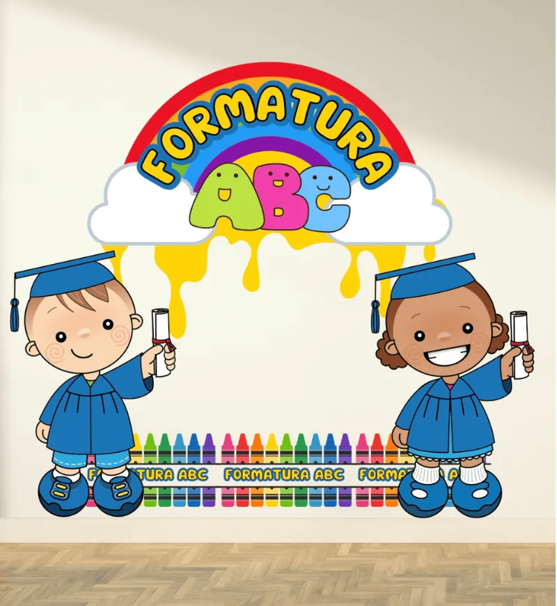 Kit Formatura ABC: painel e lembrancinhas em PDF — amostra 1: Kit Formatura ABC para celebrar com a turma