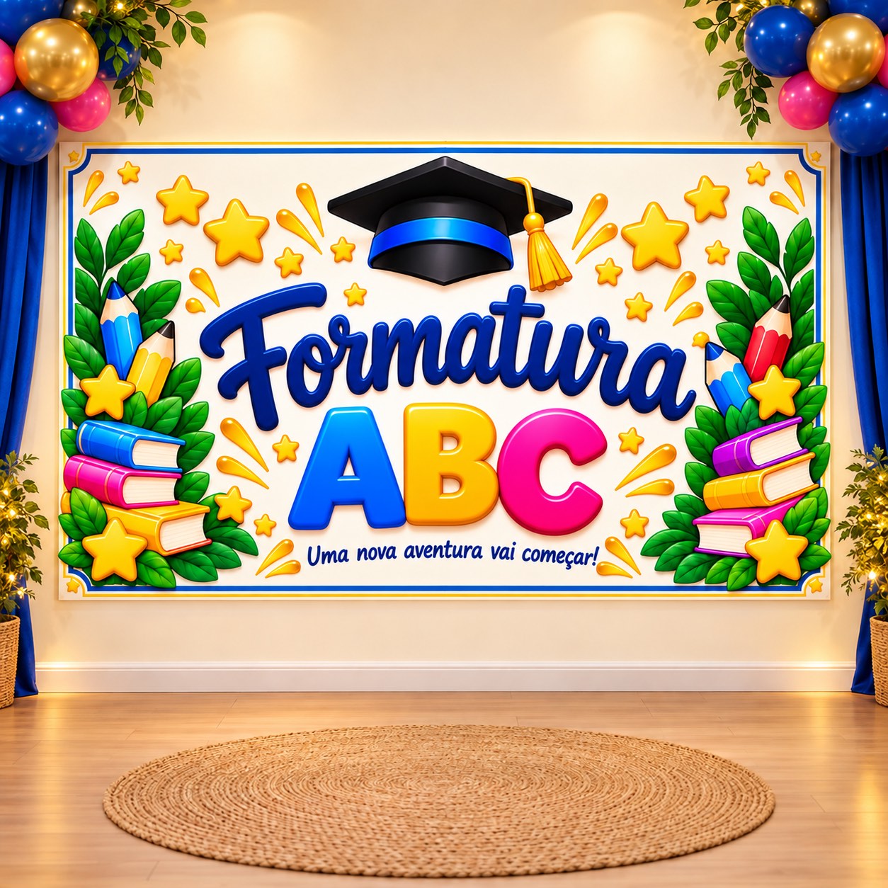Kit Formatura ABC : Painel, Totens e diploma — amostra 2: Celebre a formatura com um kit em PDF: painel, dois totens e…