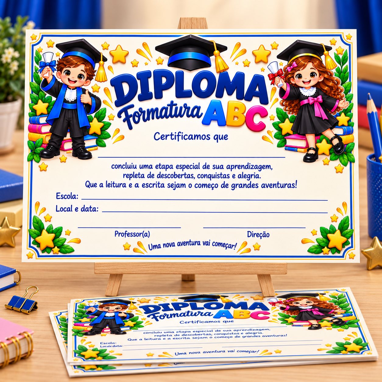 Kit Formatura ABC : Painel, Totens e diploma — amostra 4: Celebre a formatura com um kit em PDF: painel, dois totens e…