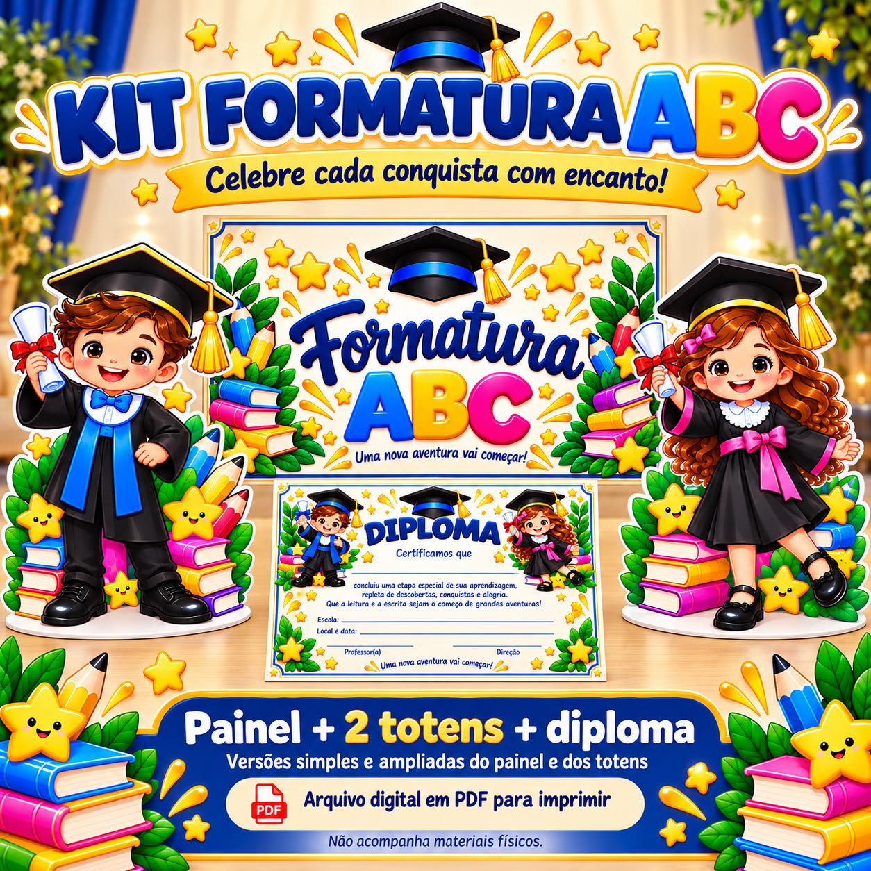 Kit Formatura ABC : Painel, Totens e diploma — capa do material