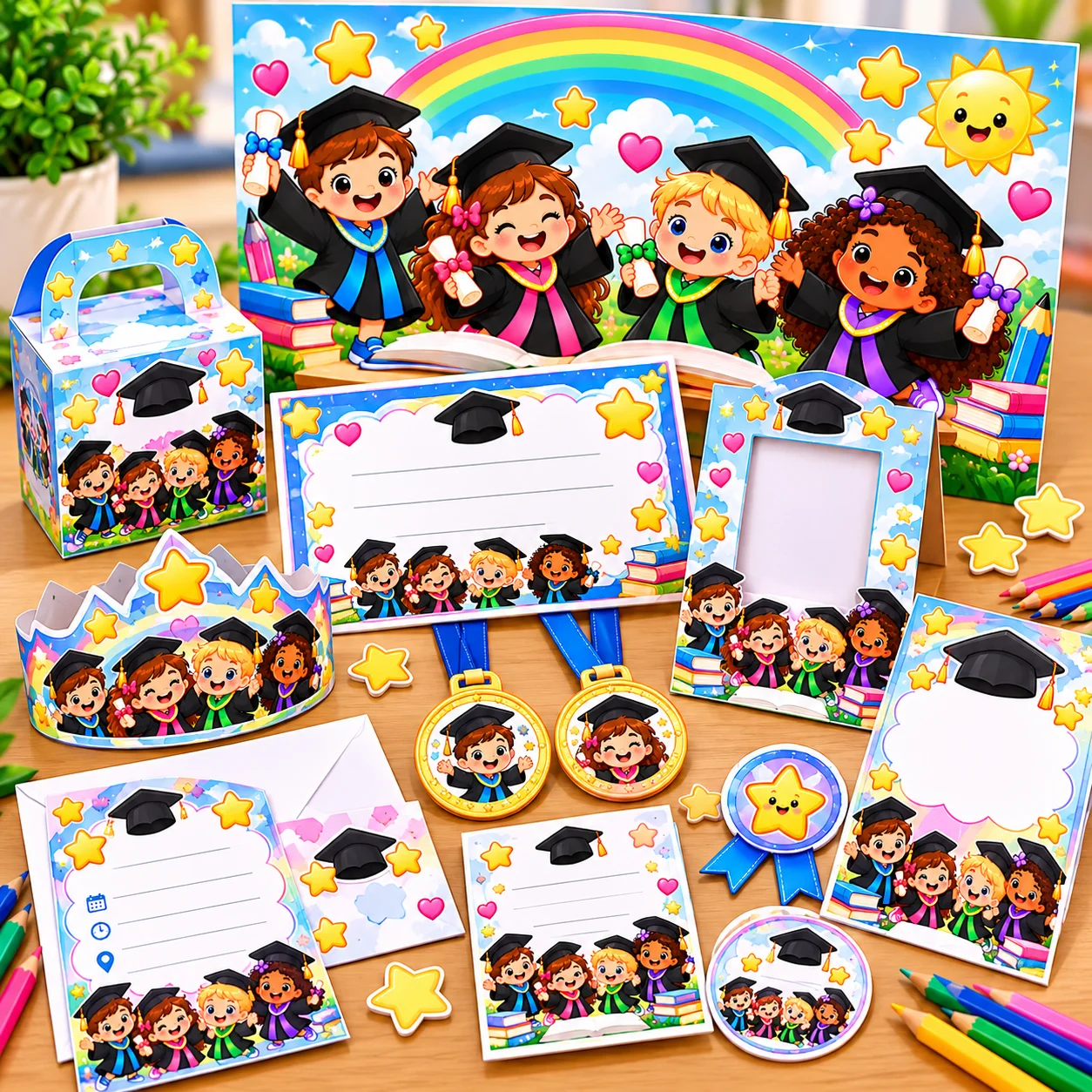 Kit Formatura Educação Infantil 2026 – Painel e Lembrancinhas em PDF — amostra 3: Como usar