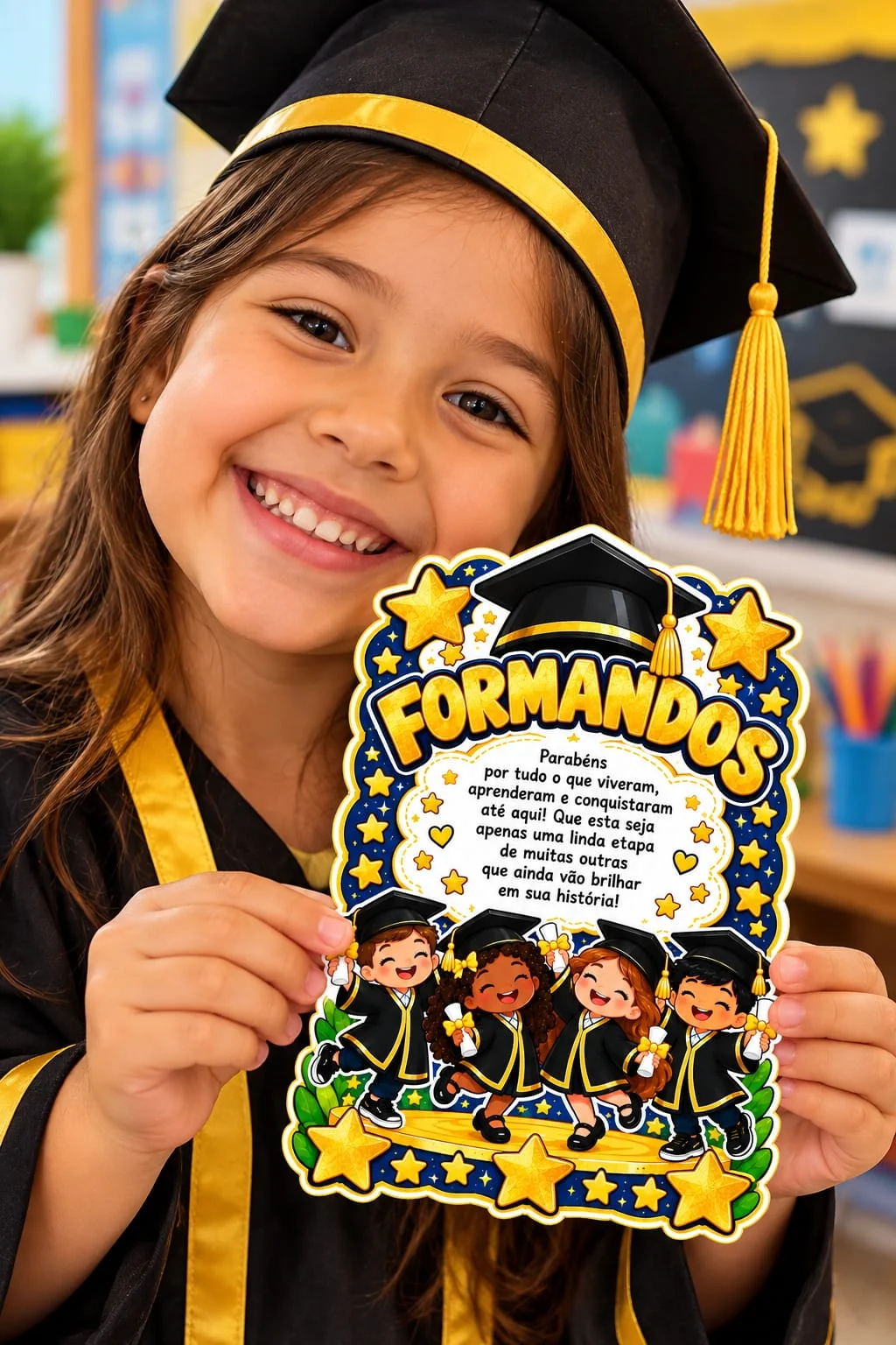 Kit Formatura Infantil – Painel Formandos em 3 Tamanhos + Cartão PDF — amostra 2: ✨ O QUE ACOMPANHA O KIT?