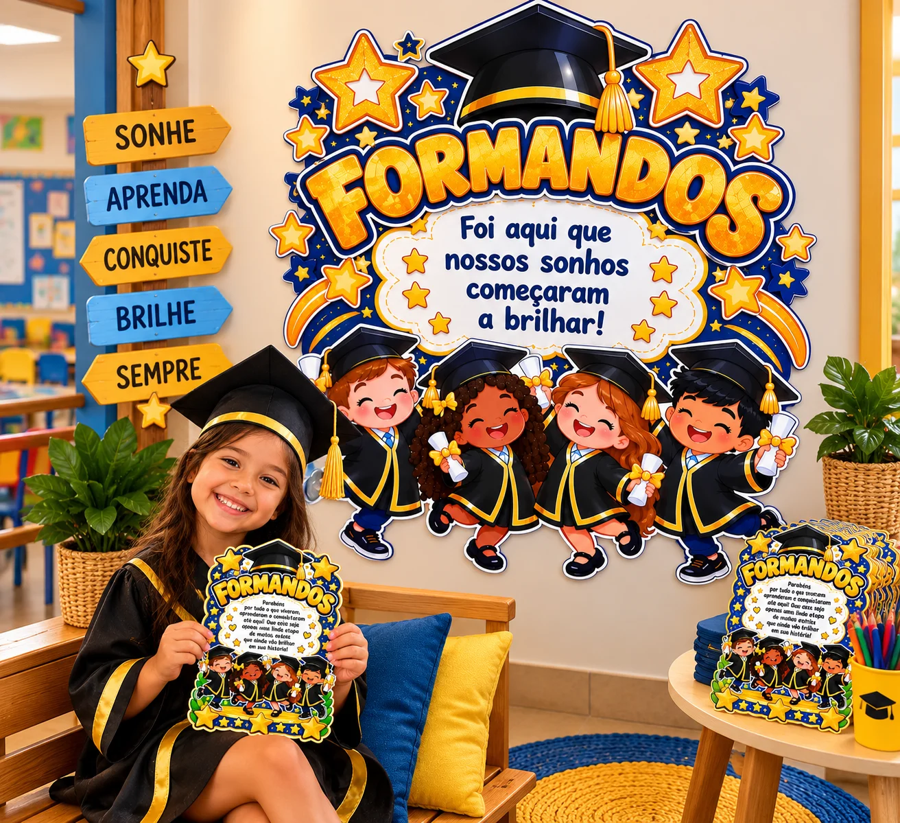Kit Formatura Infantil – Painel Formandos em 3 Tamanhos + Cartão PDF — Datas comemorativas para Educação Infantil: Kit…