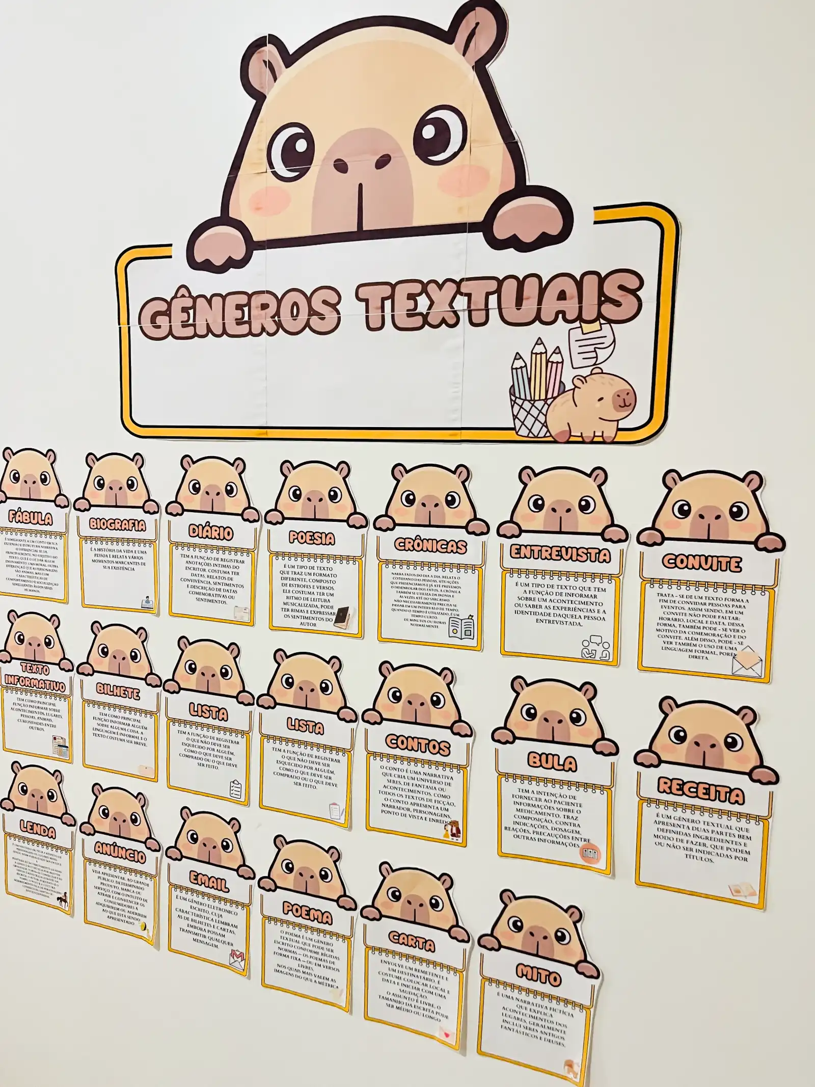 Kit Gêneros Textuais – Cartazes Pedagógicos Ilustrados — amostra 6: Material pedagógico ilustrado para trabalhar gêneros…